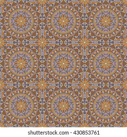 Vector seamless pattern. Colorful ethnic ornament. Arabesque style