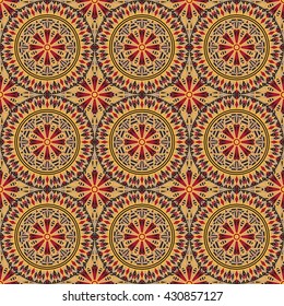 Vector seamless pattern. Colorful ethnic ornament. Arabesque style