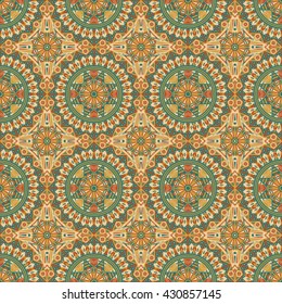 Vector seamless pattern. Colorful ethnic ornament. Arabesque style