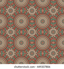 Vector seamless pattern. Colorful ethnic ornament. Arabesque style