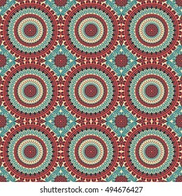 Vector seamless pattern. Colorful ethnic ornament. Arabesque style
