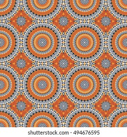 Vector seamless pattern. Colorful ethnic ornament. Arabesque style