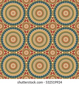 Vector seamless pattern. Colorful ethnic ornament. Arabesque style