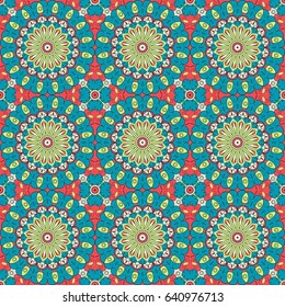 Vector seamless pattern. Colorful ethnic ornament. Arabesque style