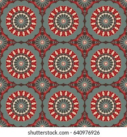 Vector seamless pattern. Colorful ethnic ornament. Arabesque style