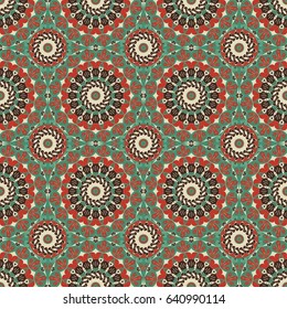 Vector seamless pattern. Colorful ethnic ornament. Arabesque style