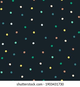 Vector seamless pattern with colorful festive confetti on black background