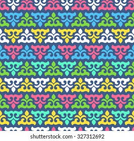 Vector seamless pattern with colorful floral ornament for wrapping design. Stylish abstract tileable background for decoration