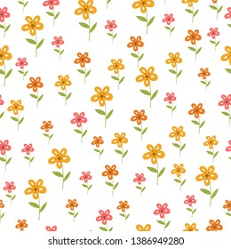 Vector seamless pattern. Colorful flowers. Perfect for postcard, label, brochure, flyer, page, banner design