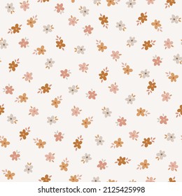 Vector seamless pattern with colorful flowers and leaves