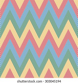 Vector Seamless Pattern with Colorful Geometric Lines . 