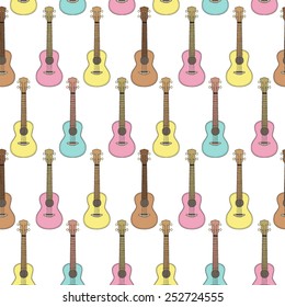 Vector seamless pattern with colorful  guitars