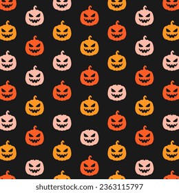 Vector seamless pattern with colorful halloween pumpkin
