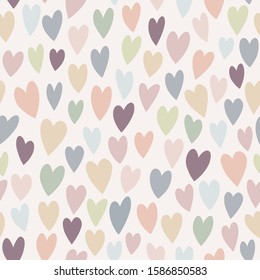 Vector seamless pattern with colorful hearts. Creative scandinavian childish background for Valentine's Day