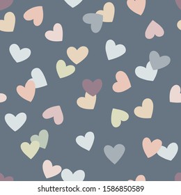Vector seamless pattern with colorful hearts. Creative scandinavian childish background for Valentine's Day