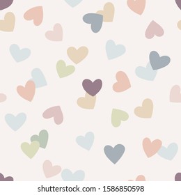 Vector seamless pattern with colorful hearts. Creative scandinavian childish background for Valentine's Day