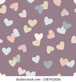 Vector seamless pattern with colorful hearts. Creative scandinavian childish background for Valentine's Day