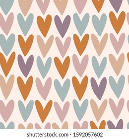 Vector seamless pattern with colorful hearts. Creative scandinavian childish background for Valentine's Day