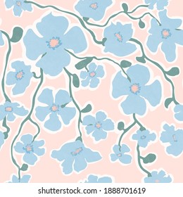 Vector seamless pattern with colorful illustration of beautiful flowers. For wallpaper, textile print, pattern fills, web page, surface textures, wrapping paper, design of presentation, graphic design