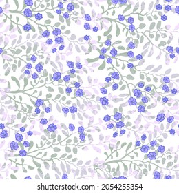 Patrón vectorial sin fisuras con la colorida ilustración de flores pequeñas lindas en el arbusto florido. Para papel de pared, impresión textil, rellenos de patrones, página web, texturas superficiales, papel envolvente, diseño de presentación