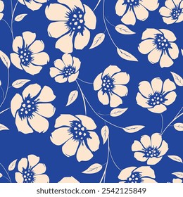 Vector seamless pattern with colorful illustration of beautiful flowers. For wallpaper, textile print, pattern fills, web page, surface textures, wrapping paper, design of presentation, graphic design