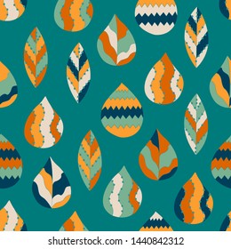 Vector seamless pattern with colorful leaves