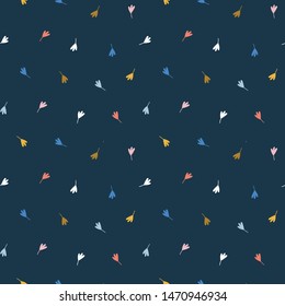 Vector seamless pattern with colorful leaves. Cute and simple repeat design. Natural endless background for fabric, wallpaper or wrapping.