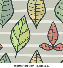 Vector seamless pattern with colorful leaves