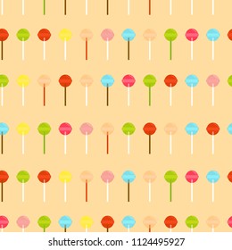 Vector seamless pattern of colorful lollipops. Seamless pattern.