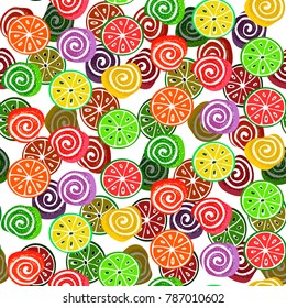 Vector seamless pattern colorful marmalade and caramel