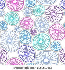Vector seamless pattern. Colorful organic rounds. Stylish structure of natural cells. Hand drawn abstract background.