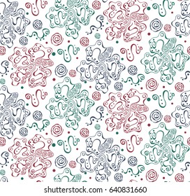 Vector seamless pattern of colorful ornate elements