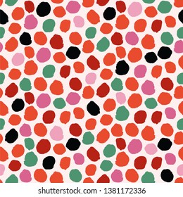 Vector seamless pattern. Colorful painted watercolor points. Hand drawn texture elements. 