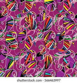 Vector seamless pattern with colorful paisley flowers and bright decorative ornaments. Luxury fabric texture. Ornate flowery background. Floral abstract wallpaper.
