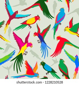 Vector Seamless pattern with Colorful parrot of jungle