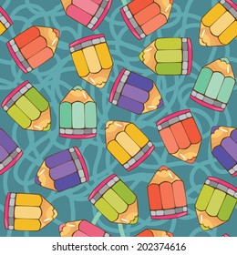 vector seamless pattern with colorful pencils