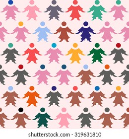 Vector seamless pattern with colorful people.