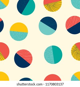 Vector seamless pattern with colorful polka dots. Sea motif.