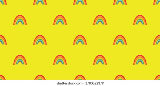 Vector seamless pattern with colorful rainbows. Seamless texture for baby clothes, bed linen, wrapping paper