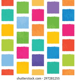 Vector seamless pattern with colorful squares with jagged edges. Abstract background, good for children's stuff.