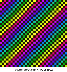 vector seamless pattern with colorful squares. abstract mosaic background. rainbow illustration. pixel art.