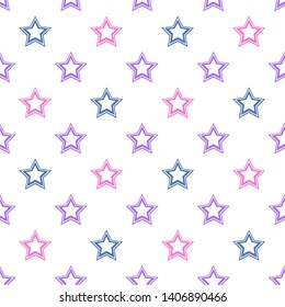 Vector seamless pattern with colorful stars. Simple design for fabrics, wallpapers, textiles, web design.
