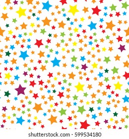 Vector seamless pattern with colorful stars. Isolated on white background. You can use this ornament for printing on textile or gift wrap and wallpapers.