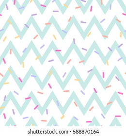 Vector seamless pattern with colorful sticks on white zigzag background