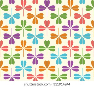 Vector Seamless Pattern with colorful stylized clover leaves. st patrick background