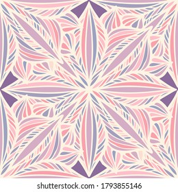 Vector seamless pattern colorful tender design of flowers doodles in square