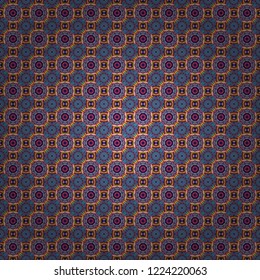 Vector seamless pattern. Colorful texture. Yellow, violet and purple background. Seamless geometric pattern. Abstract geometric pattern. Geometric background with rhombus, dots and nodes.