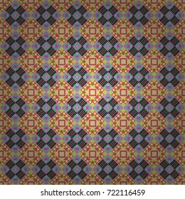 Vector seamless pattern. Colorful texture. Pink, green and beige background. Seamless geometric pattern. Geometric background with rhombus, dots and nodes. Abstract geometric pattern.