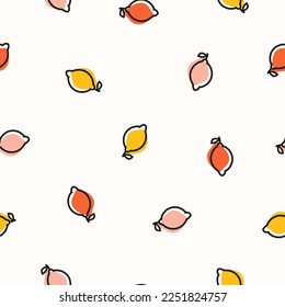 Vector seamless pattern with colorful tiny lemon