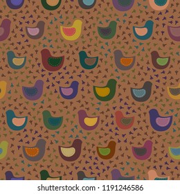 vector seamless pattern with colorful toy birds